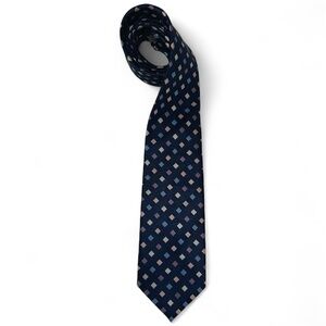 George 100% Silk Tie - Navy Blue with Coloured Diamond Pattern